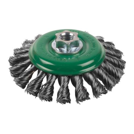 4932501747 - Szczotka druciana stożkowa M14, 115 x 12 mm, stal nierdzewna wiązana, 0,5 mm, do szlifierek 115 i 125 mm (1 szt.)