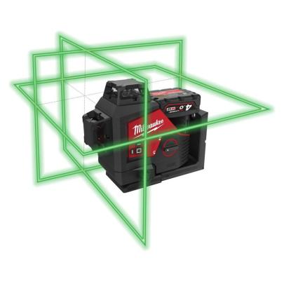 M123PLSKIT-401P - Laser zielony 3-płaszczyznowy 360°, 12 V, 4.0 Ah, w skrzyni PACKOUT, z akumulatorem i ładowarką, 4933499379