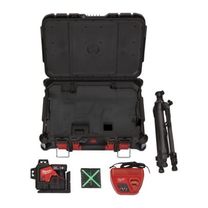 M123PLSKIT-401P - Laser zielony 3-płaszczyznowy 360°, 12 V, 4.0 Ah, w skrzyni PACKOUT, z akumulatorem i ładowarką, 4933499379