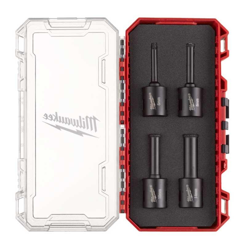 MILWAUKEE - 4932471863 - Zestaw wierteł diamentowych M14 Diamond Max do wiercenia na mokro/sucho, 6 - 14 mm (4 szt.)